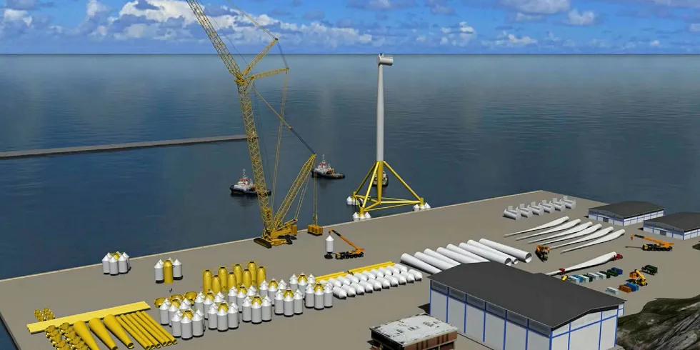 A rendering of the TetraSpar at port-side.