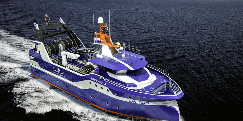 Ekofish's new twin-rig trawler, Damen Shipyard.