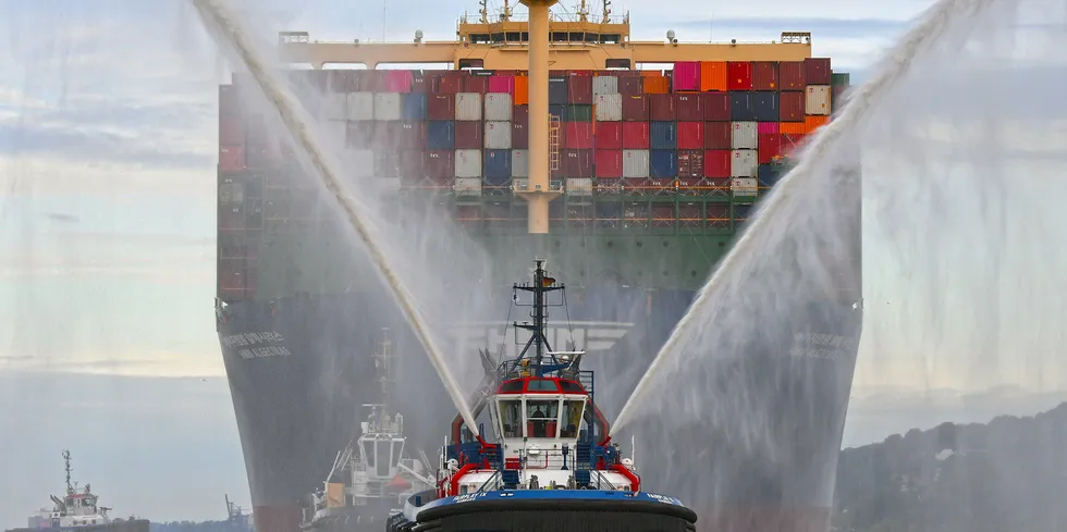 The 24,000-teu HMM Algeciras operates from Asia to northern Europe where freight rates are expected to fall further.