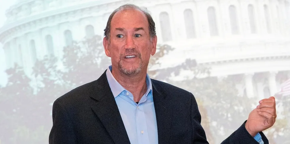 Acore CEO Gregory Wetstone presenting at the annual Recharge Energy Transition Summit in 2017