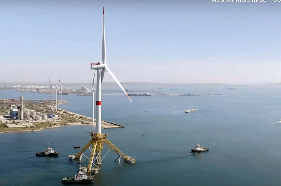 Provence Grande Large's first floating turbine starts tow-out for installation.