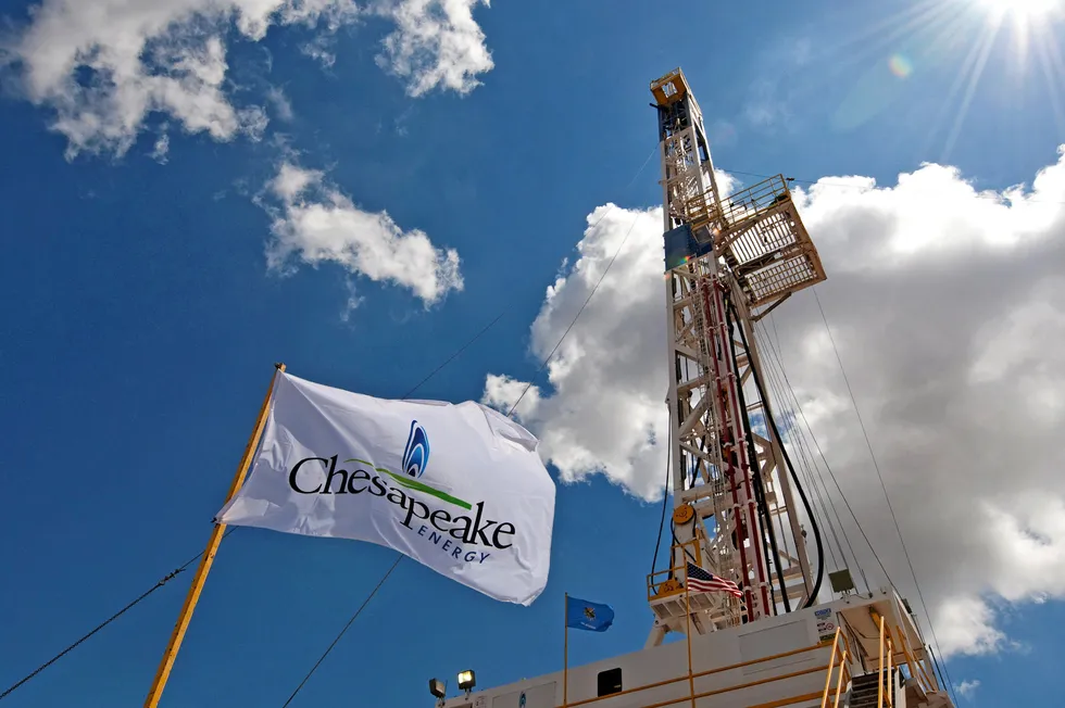 Chesapeake mid-continent drilling operations (with company flag in foreground).