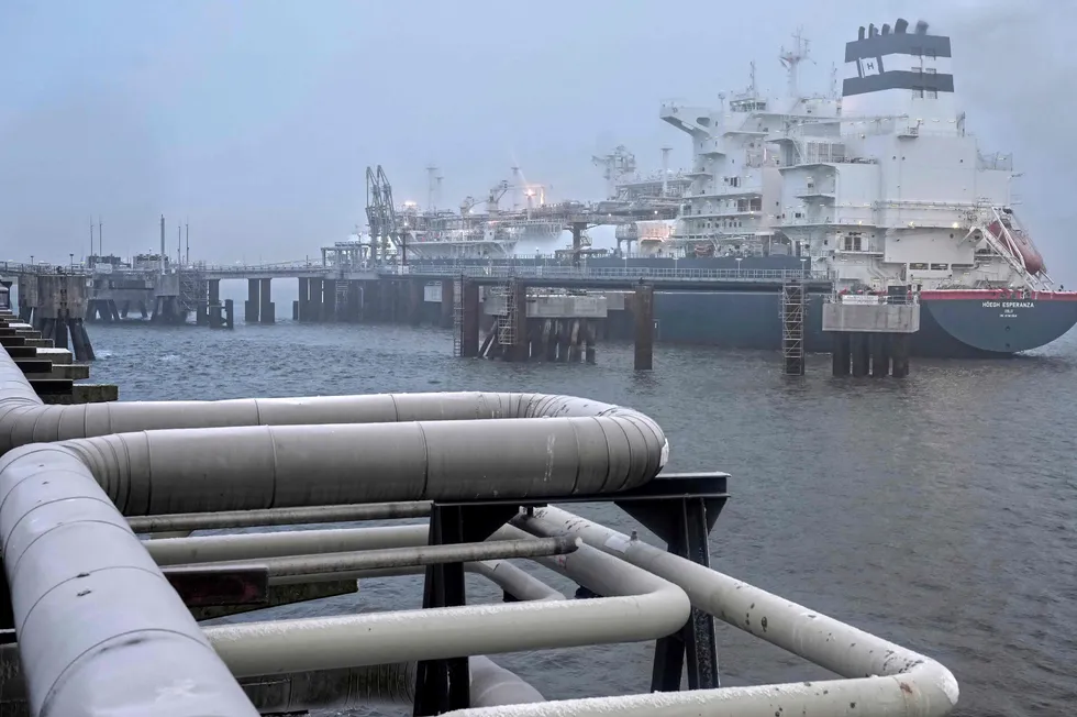 The Hoegh Esperanza FSRU vessel at Wilhelmshaven, Germany.