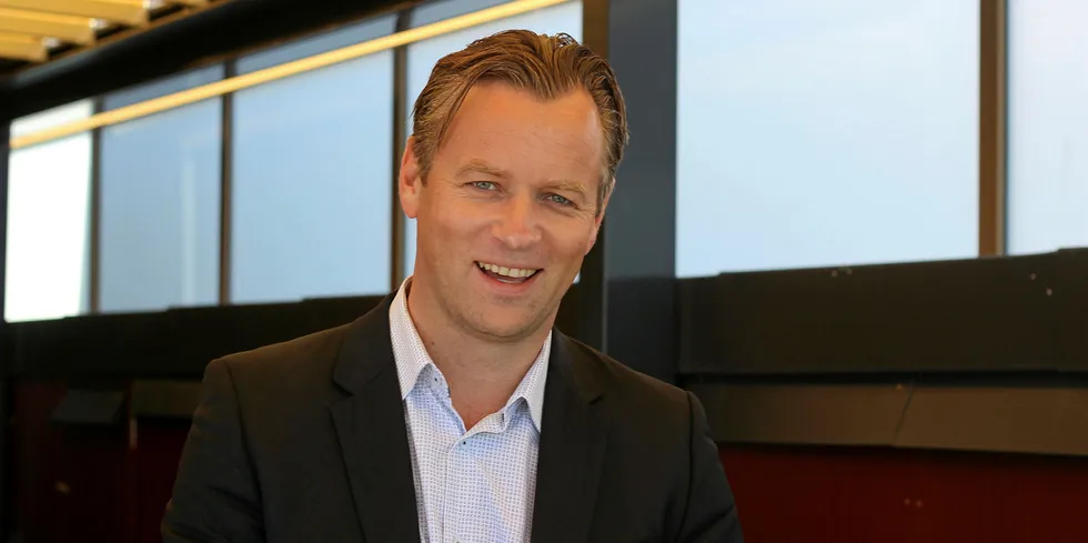 Atlantic Sapphire CEO Johan E. Andreassen. Front page: Hofseth Biocare Chairman Roger Hosfeth (Photo: Morten Hjertø)