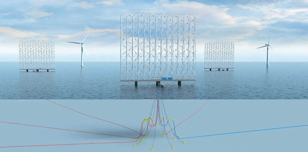 CGI of Wind Catching Systems' multi-rotor floating wind power design