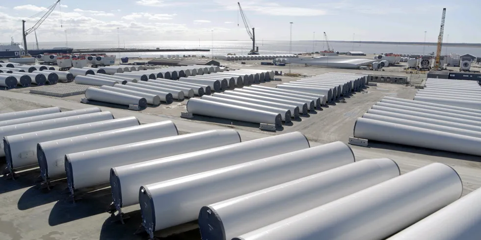 . Siemens Gamesa turbine towers.