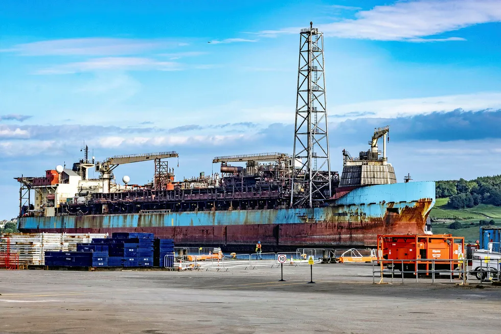 Arrival: the Curlew FPSO berthed in Dundee this weekend