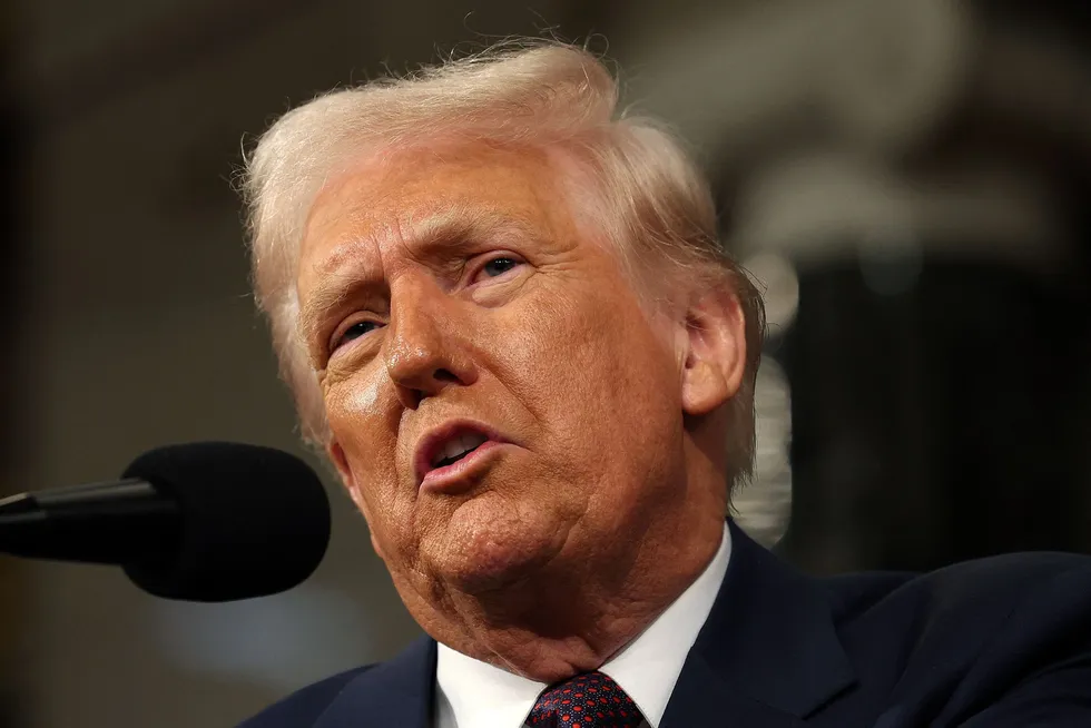US President Donald Trump addresses a joint session of Congress at the US Capitol on 4 March.