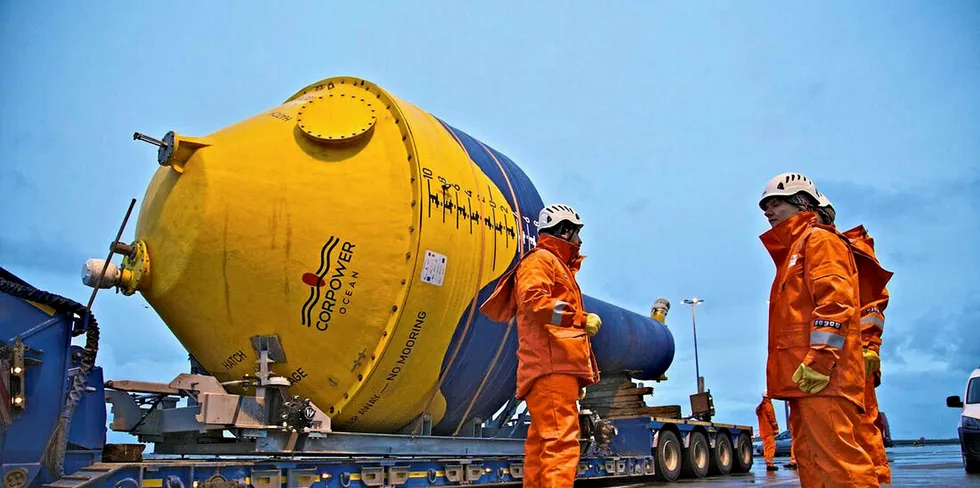 CorPower wave power unit prototype at EMEC in Scottish Orkneys