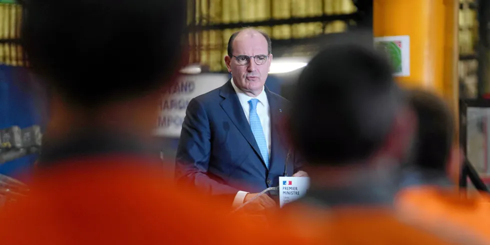 French Prime Minister Jean Castex announcing the package at the ArcelorMittal plant in Dunkirk, France.