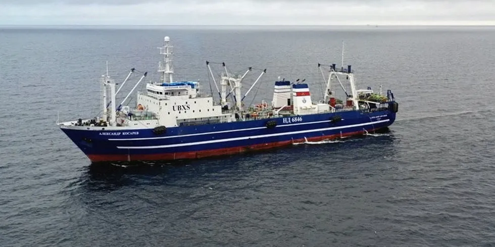 Gidrostroy trawler Alexander Kosarev has been fitted with a pollock factory to process up to 450 metric tons of raw material into pollock fillets, mince, roe, milt, fishmeal and surimi.