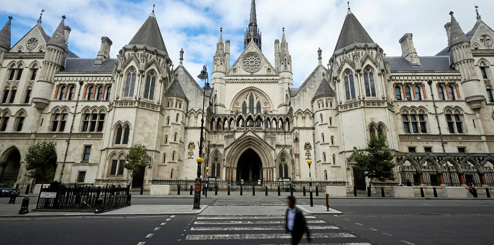 The front entrance to The Royal Courts of Justice is pictured on The Strand in central London.