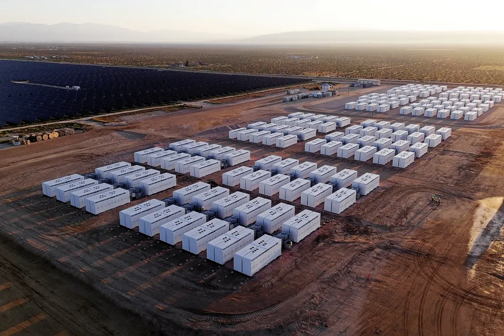 Tesla Megapack lithium-ion batteries.