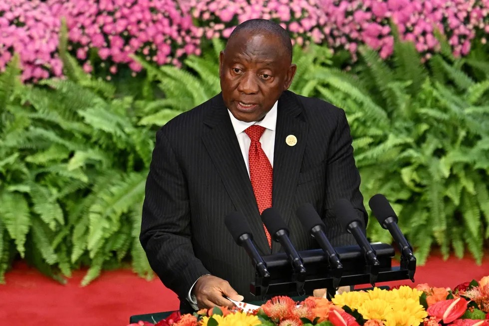 South Africa's President Cyril Ramaphosa speaks during the opening ceremony of the Forum on China-Africa Cooperation in Beijing on 5 September.