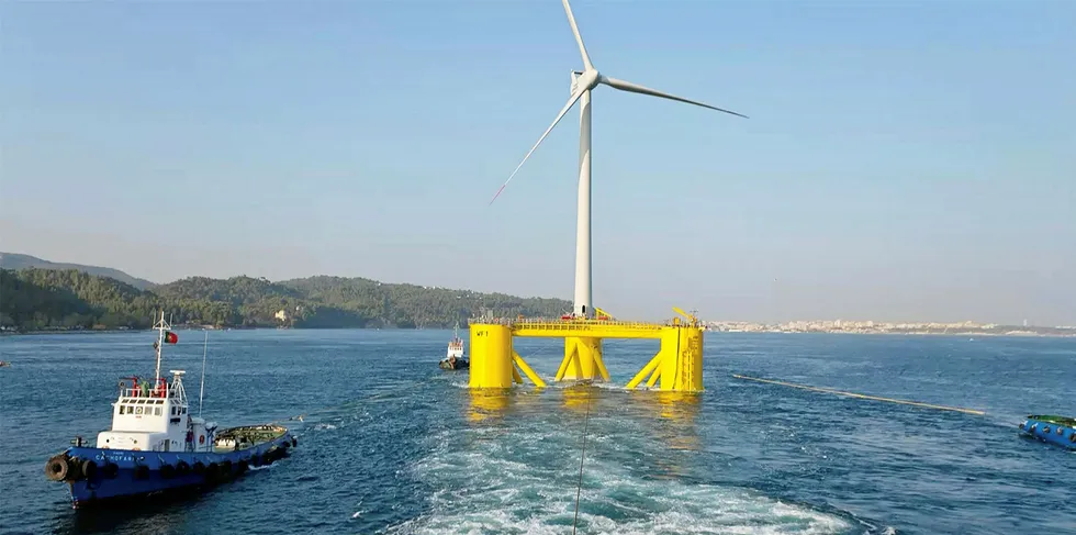 Principle Power's WindFloat 1 in-tow off Portugal in 2016 - the second generation platform is in the frame for the 150MW Redwood Coast project off California