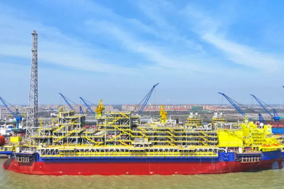 Ready for action: the Maria Quiteria FPSO will soon be towed away for first oil in September in Brazil