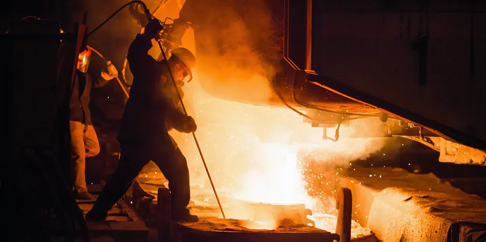 A steel blast furnace.