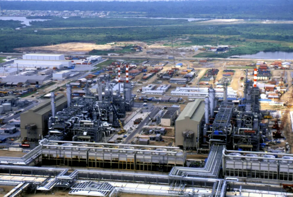 Expanding: NLNG trains nestling in the creeks at Bonny Island in Rivers State