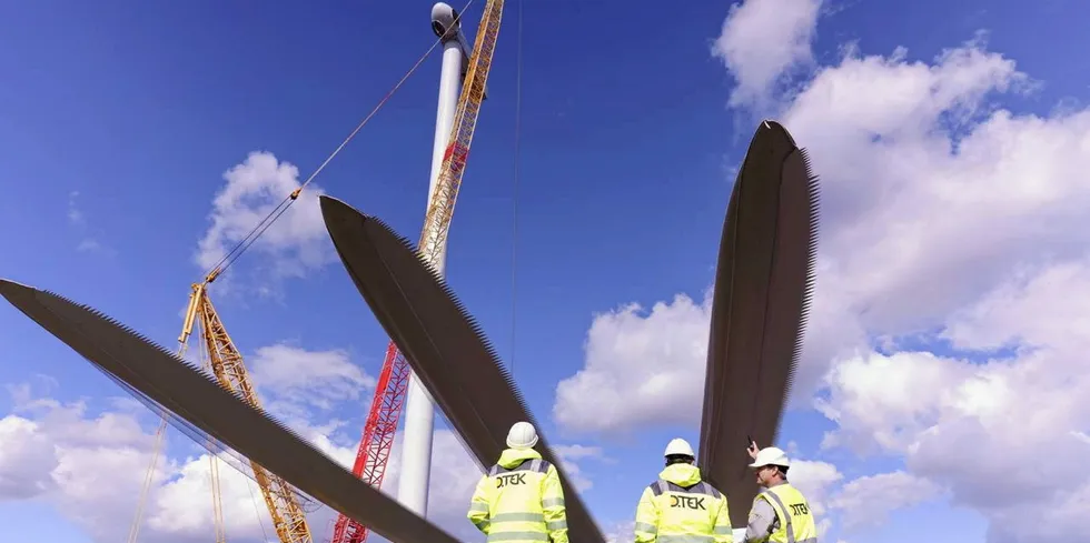The build underway at the Tyligulska wind farm in southern Ukraine.