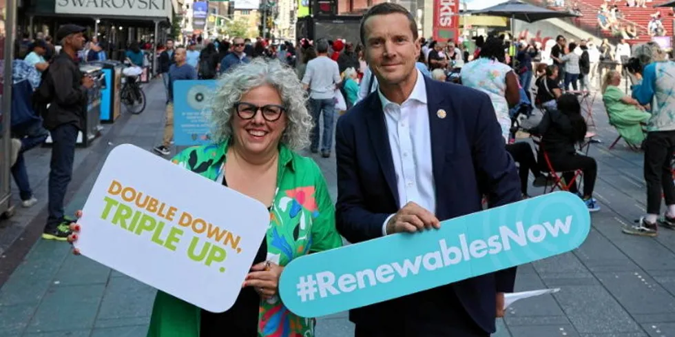 Rana Adib executive director of the Renewable Energy Policy Network for the 21st Century (REN21) and Bruce Douglas CEO of the Global Renewables Alliance (GRA).