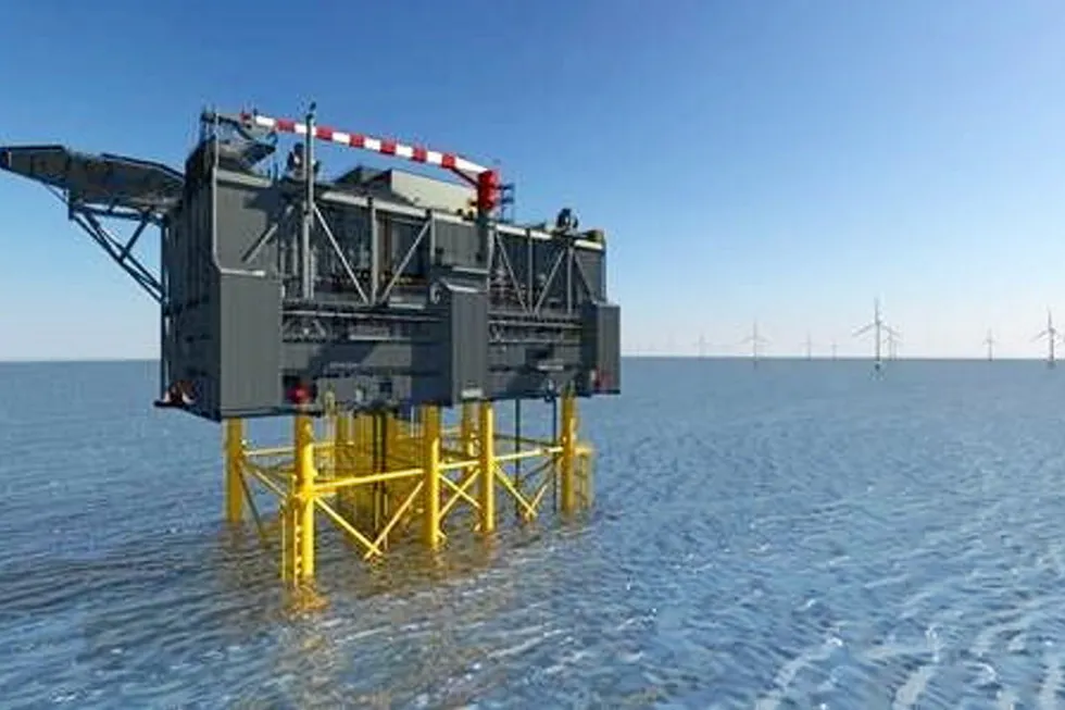 Artist's impression: the Sofia high-voltage direct-current offshore converter platform