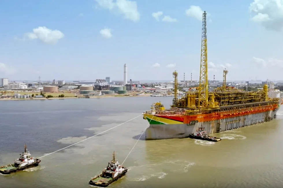 The Liza Destiny floating production, storage and offloading vessel, the first unit to extract oil from Guyana