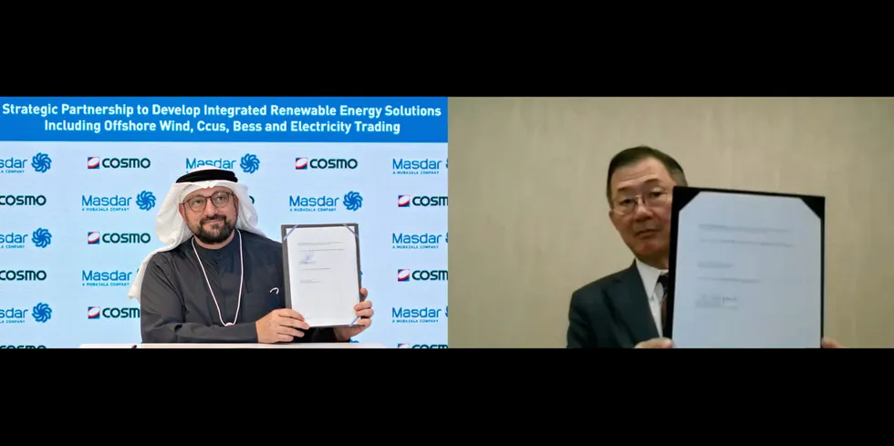 Virtual signing ceremony between Masdar and Cosmo Energy