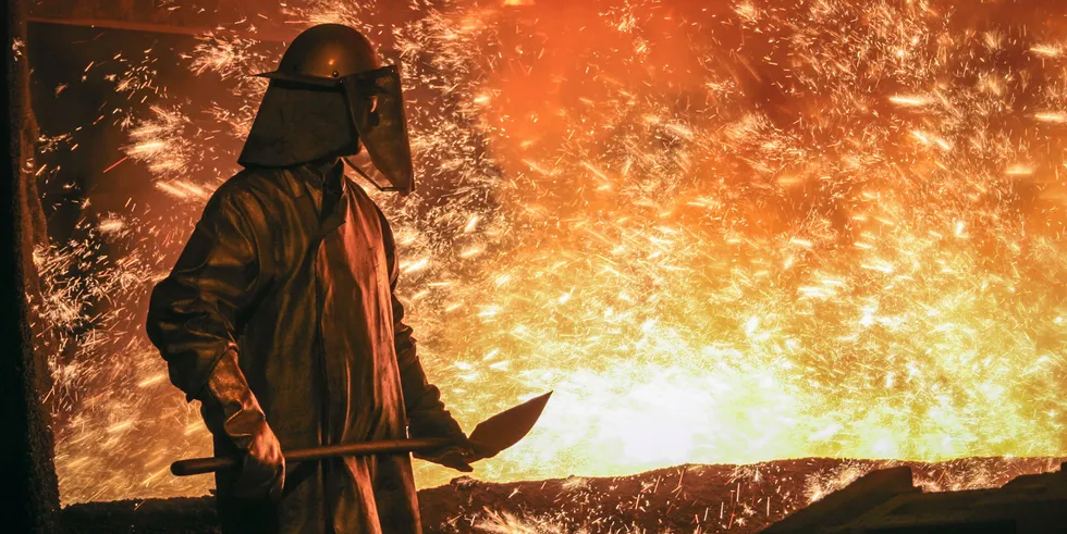 Steel melting at Salzgitter Flachstahl SZFG plant