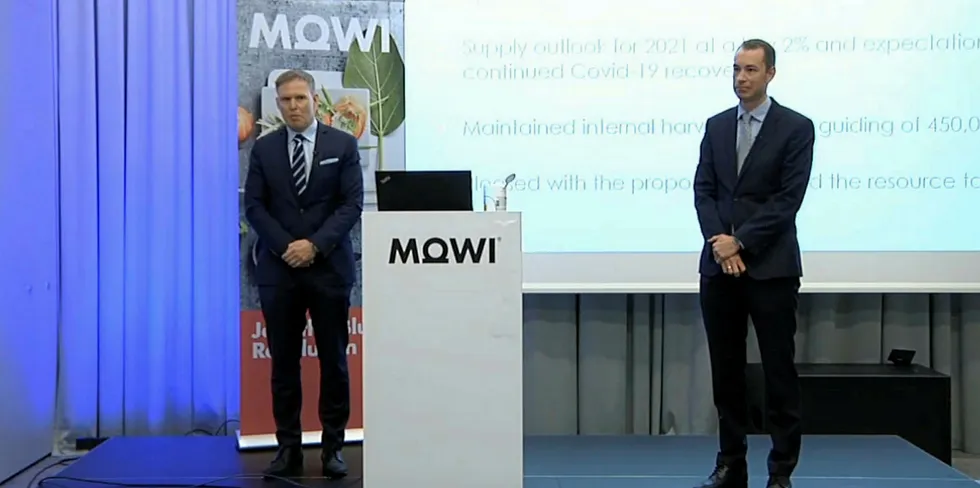 CEO Ivan Vindheim and CFO Kristian Ellingsen at the company's digital results presentation.