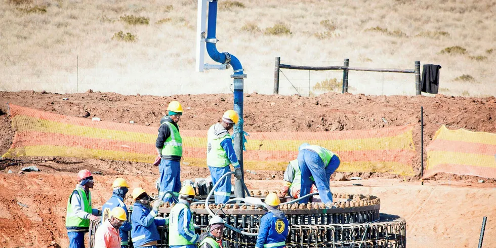 Workers at South Africa's Noupoort wind farm: SAWEA says 15,000 jobs are in the balance over stalled investments.