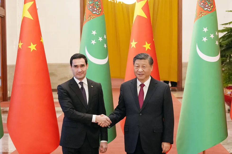 Reliable supplier: Turkmenistan President Serdar Berdymukhamedov (left) and Chinese President Xi Jinping (right) in Beijing earlie this year.