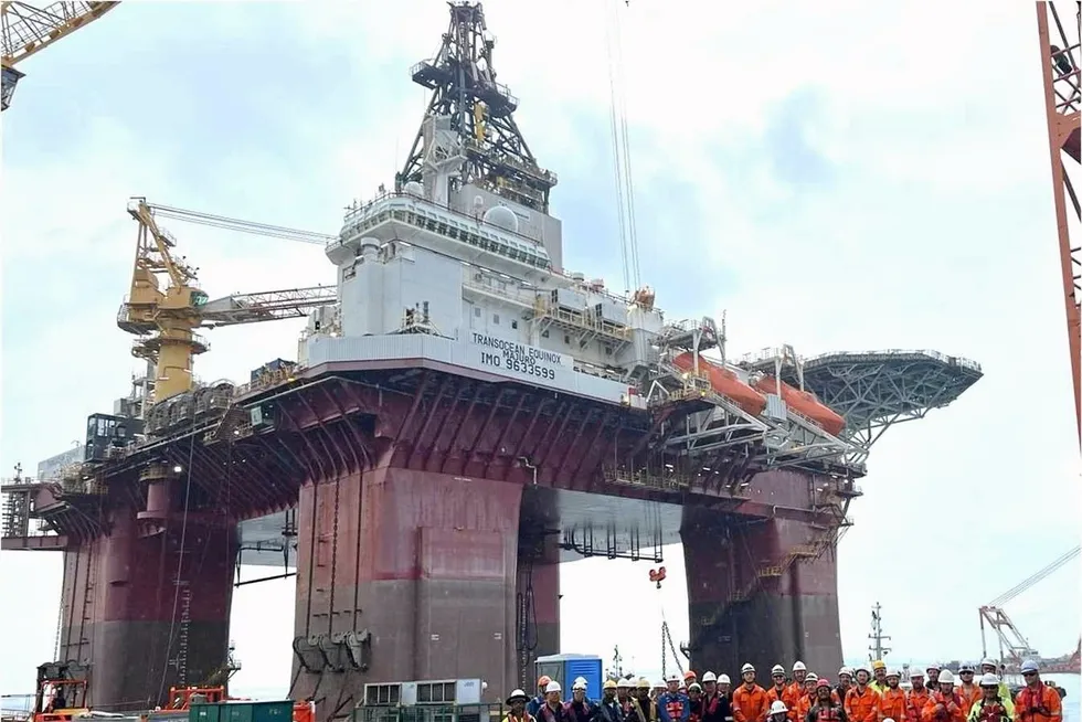 The harsh environment semi-submersible drilling rig Transocean Equinox.