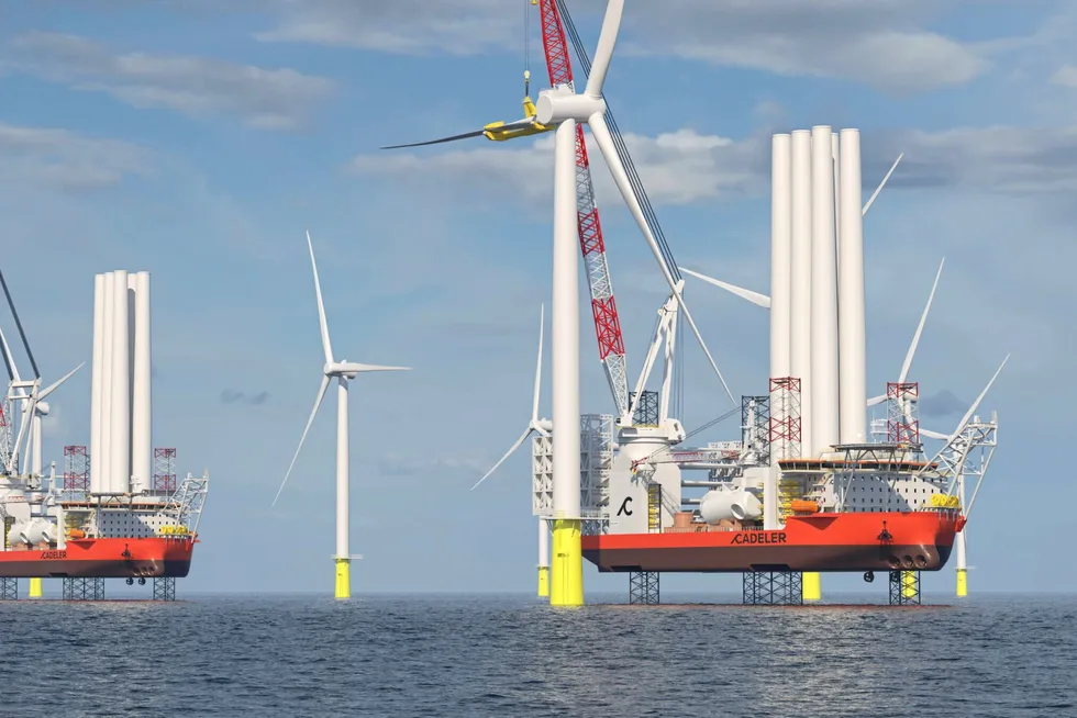 Cadeler wind power installation vessels.
