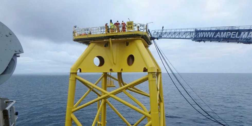 The first jacket is installed at the Beatrice offshore wind farm, part-owned by SSE.