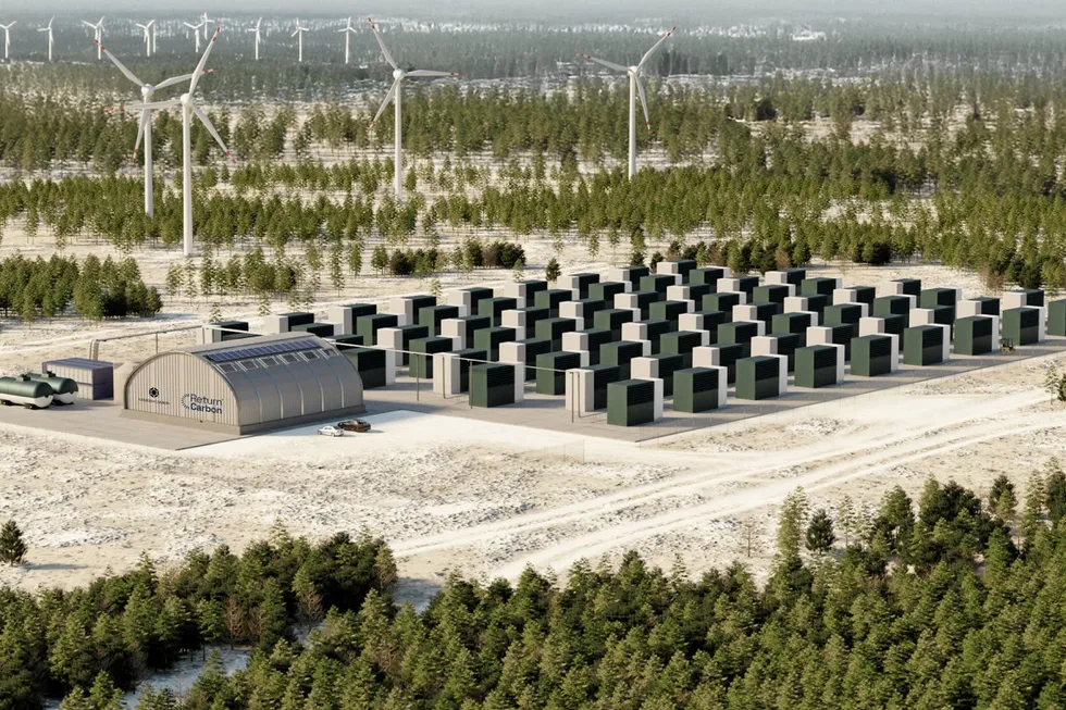 Artist's rendering of US-European wind powered direct air capture (DAC) project.