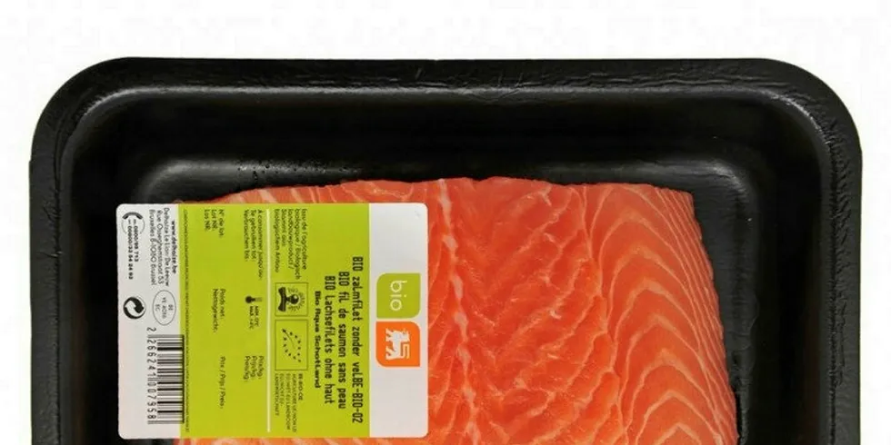 Delhaize's organic skinless salmon fillets.