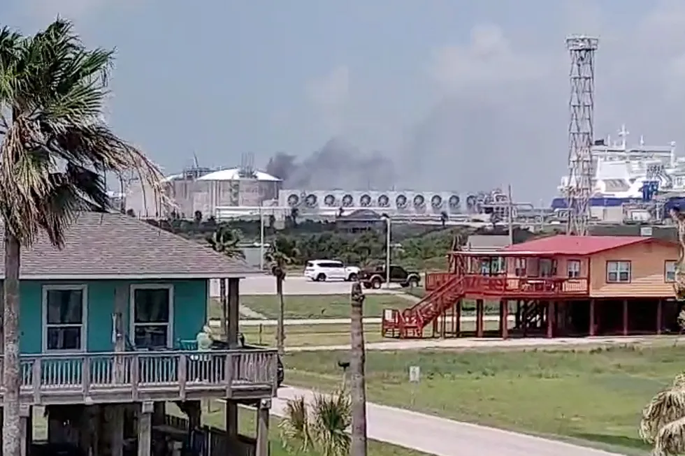 Down: Smoke billows from the Freeport LNG plant in Quintana, Texas, US on 8 June, 2022