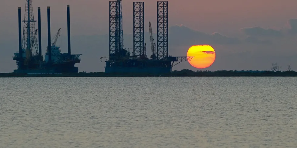 Oil rigs in the Gulf of Mexico off Louisiana