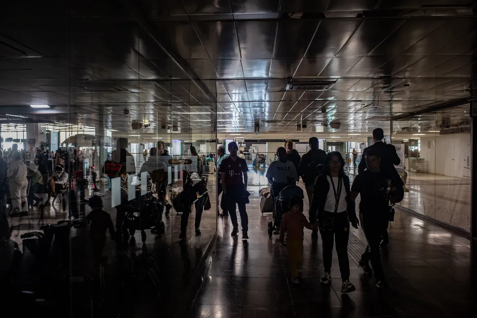 Commuters left in the dark at a Barcelona train station yesterday.
