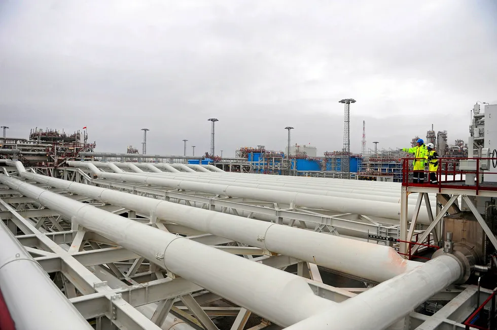 Norway’s Hammerfest LNG plant. The facility was evacuated on Tuesday.