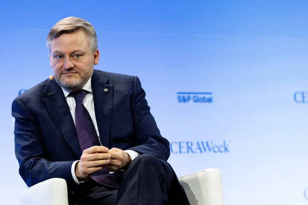 BP chief executive Murray Auchincloss looks on as he speaks during CERAWeek by S&P Global in Houston, Texas, US, 11 March 2025.
