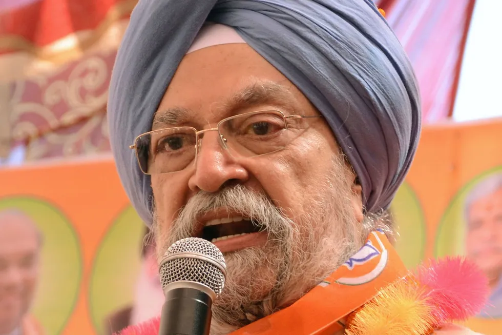 India's Minister for Petroleum and Natural Gas, Hardeep Singh Puri.