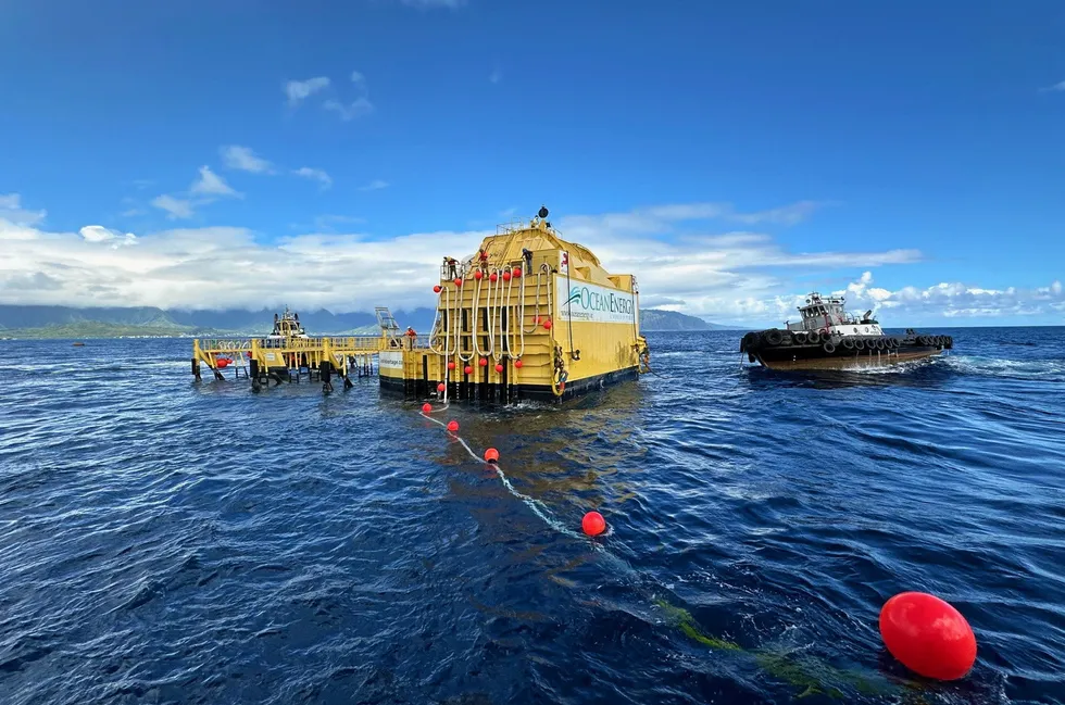 Ocean Energy's OE-35 device being installed.