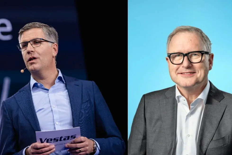 Damien Lhors, global senior vice president, supply chain, at Vestas (left). Arnoud Kuis, managing director, offshore energy, at Van Oord.