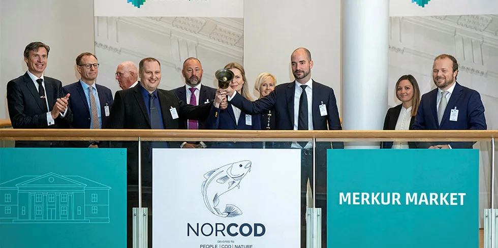 The Nordod team rings the bell at the opening of the Oslo's Merkur Market, Oct. 15.