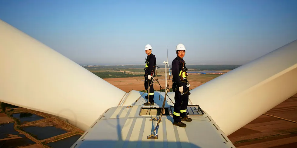Workers in Vestas machine at Heibei in China