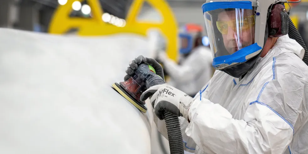 A worker at Vestas' Lem plant.