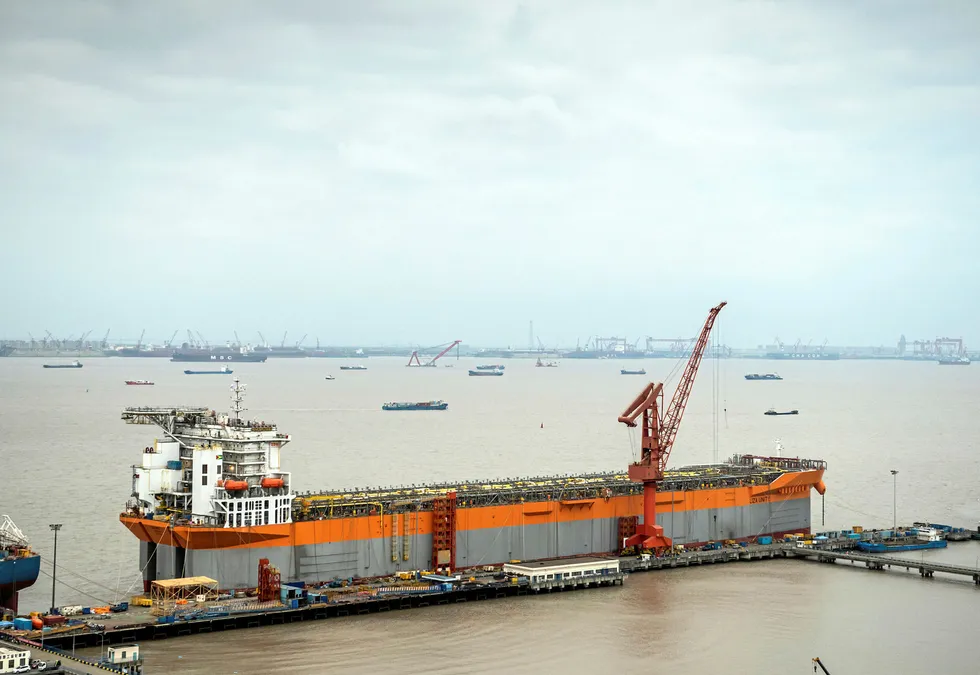 Getting ready: the Liza Unity FPSO hull under construction at SWS
