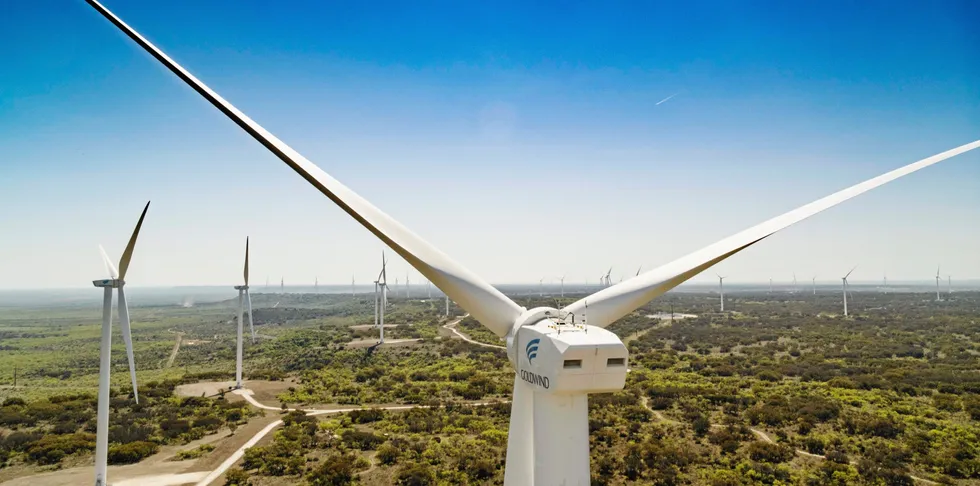 Chinese-made Goldwind turbines at the Rattlesnake wind farm in Texas.