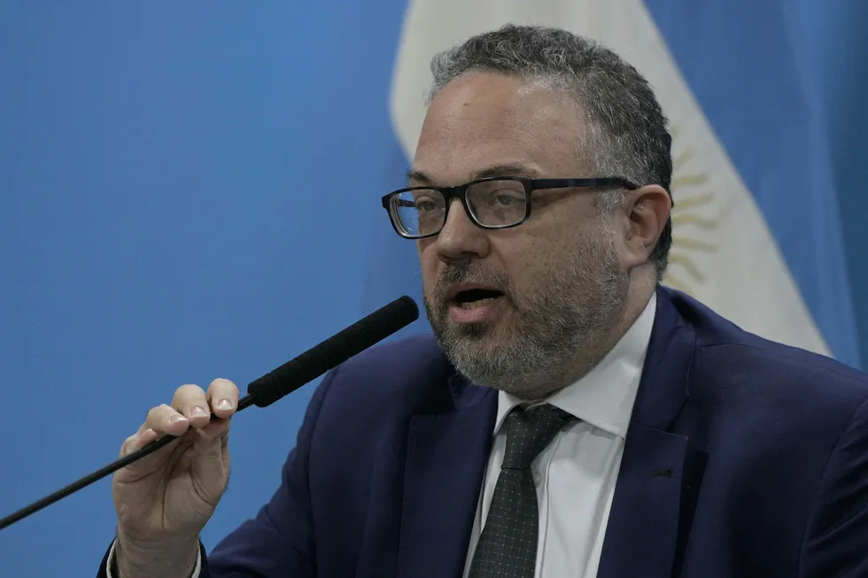 Subsidy shield: Argentina's Productive Development Minister Matias Kulfas delivers a press conference in Buenos Aires during the outbreak of the new Coronavirus, COVID-19